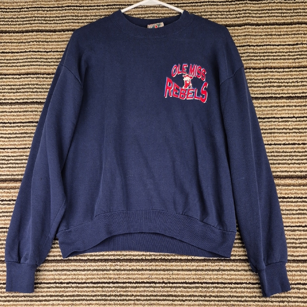 OLE MISS REBELS Reverse Colonel Reb Mens Medium Crewneck Sweatshirt VTG 90s